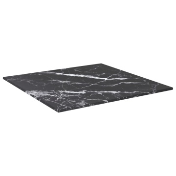 Blat masă negru 40x40 cm 6 mm sticlă securizată design marmură - Img 2