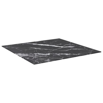 Blat masă negru 70x70 cm 6 mm sticlă securizată design marmură - Img 2