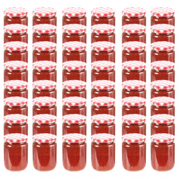 Borcane de sticlă pentru gem capac alb și roșu, 48 buc, 230 ml - Img 1