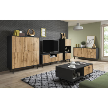 Bospe Tv Stand 2D1S Black/Wotan 2K - Img 2