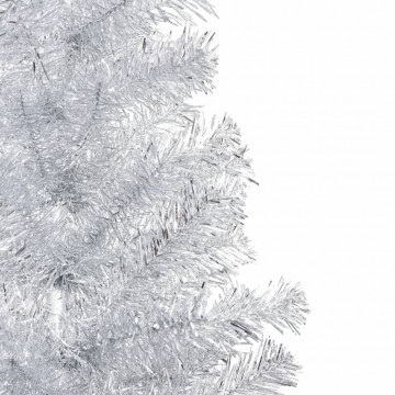 Brad Crăciun pre-iluminat cu set globuri, argintiu, 210 cm, PET - Img 4