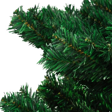 Brad Crăciun pre-iluminat ondulat cu suport, verde, 150 cm, PVC - Img 5