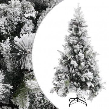Brad de Crăciun cu zăpadă & conuri, 225 cm, PVC&PE - Img 1