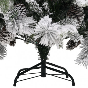 Brad de Crăciun cu zăpadă & conuri, 225 cm, PVC&PE - Img 4