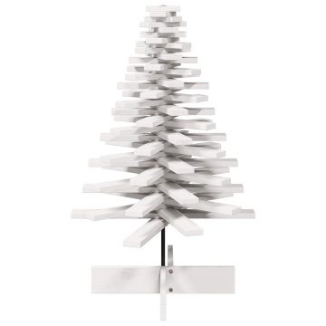 Brad de Crăciun decorativ, alb, 100 cm, lemn de pin masiv - Img 3