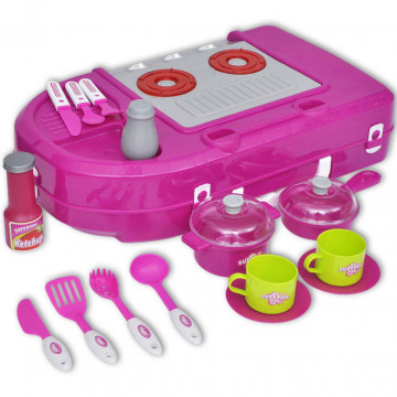 Bucătărie de jucărie pentru copii cu lumini și efecte sonore, Roz - Img 4