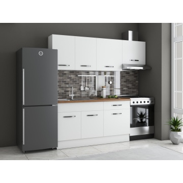 Bucatarie Sofia 200 cm, Alb, Blat termic nuc, Corp hota - Img 1