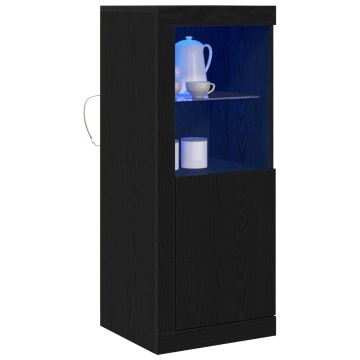 Bufet cu lumini LED Stejar Negru 41x37x100 cm - Img 3