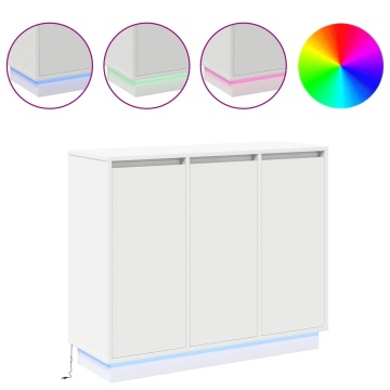 Bufet LED Alb 90x32x75 cm din Lemn Stratificat - Img 4