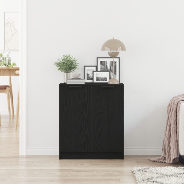 Bufet Negru Stejar 60x30x70 cm Lemn prelucrat - Img 4