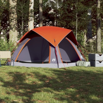 Cabină cort de camping 4 persoane gri și portocaliu impermeabil - Img 4
