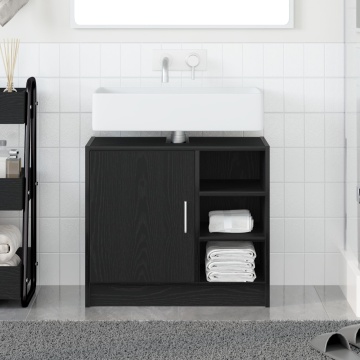 Cabinet pentru chiuvetă Stejar Negru 63x29x55 cm Lemn Prelucrat - Img 1