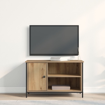 Cabinet TV Stejar Artisan 80x40x50 cm Lemn Ingineresc și Oțel - Img 4