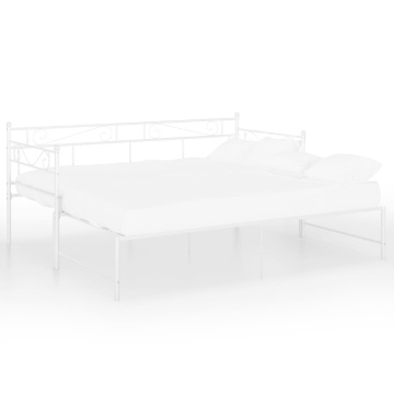 Cadru canapea extensibilă, alb, 90x200 cm, metal - Img 3