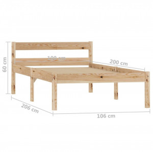 Cadru de pat, 100 x 200 cm, lemn masiv de pin - Img 7