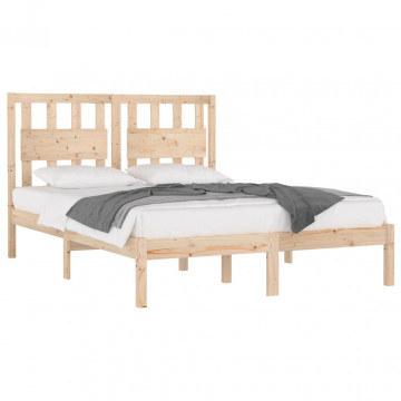 Cadru de pat, 140x190 cm, lemn masiv de pin - Img 3