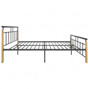 Cadru de pat, 180x200 cm, metal și lemn masiv stejar - Img 4