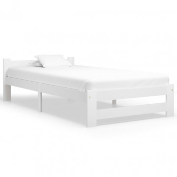 Cadru de pat, alb, 100 x 200 cm, lemn masiv de pin - Img 1