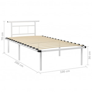 Cadru de pat, alb, 100 x 200 cm, metal - Img 5