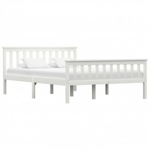Cadru de pat, alb, 140 x 200 cm, lemn de pin masiv - Img 1