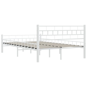 Cadru de pat, alb, 140 x 200 cm, metal - Img 9