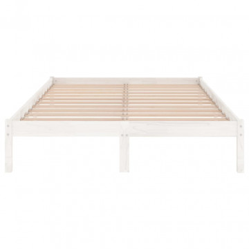 Cadru de pat, alb, 140x200 cm, lemn masiv de pin - Img 4