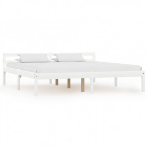 Cadru de pat, alb, 160 x 200 cm, lemn masiv de pin - Img 1