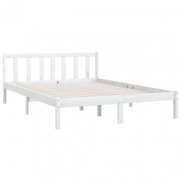 Cadru de pat, alb, 160x200 cm, lemn masiv de pin - Img 3