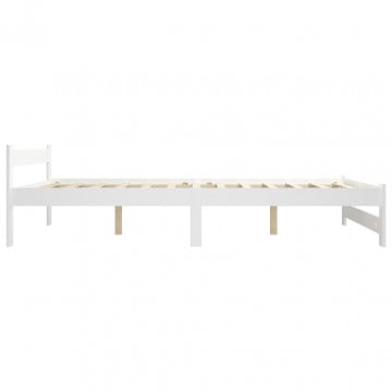 Cadru de pat, alb, 180 x 200 cm, lemn masiv de pin - Img 4