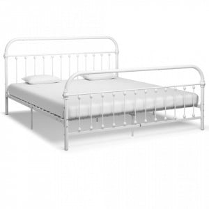 Cadru de pat, alb, 180 x 200 cm, metal - Img 1