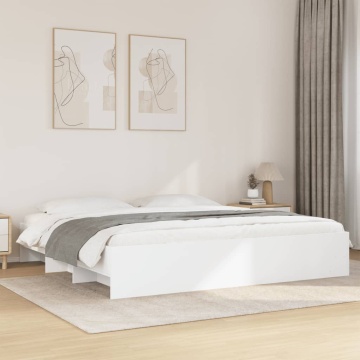 Cadru de pat alb 180x200 cm din lemn prelucrat - Img 1