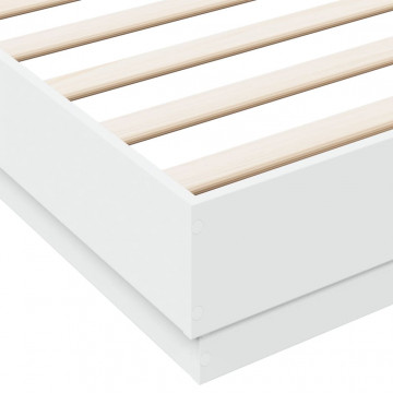 Cadru de pat alb 180x200 cm din lemn prelucrat - Img 6