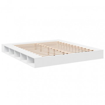 Cadru de pat alb 180x200 cm din lemn prelucrat - Img 5