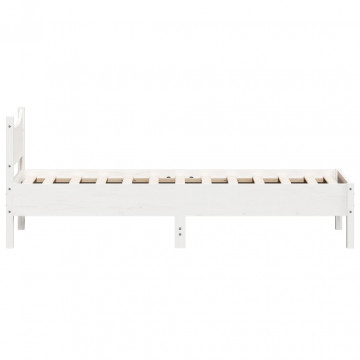 Cadru de pat, alb, 75x190 cm, lemn masiv de pin - Img 8