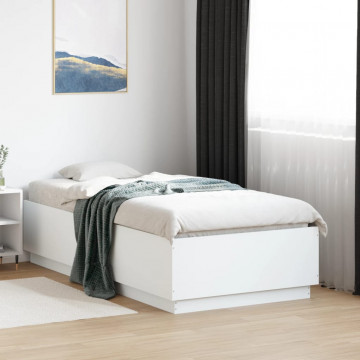 Cadru de pat, alb, 90x190 cm, lemn prelucrat - Img 3