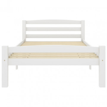 Cadru de pat, alb, 90x200 cm, lemn de pin masiv - Img 3