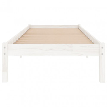 Cadru de pat, alb, 90x200 cm, lemn masiv de pin - Img 4