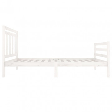 Cadru de pat, alb, 90x200 cm, lemn masiv - Img 7