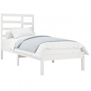 Cadru de pat, alb, 90x200 cm, lemn masiv - Img 3
