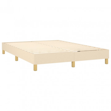 Cadru de pat box spring, crem, 140x200 cm, textil - Img 4