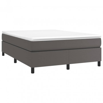 Cadru de pat box spring, gri, 140x200 cm, piele ecologică - Img 3