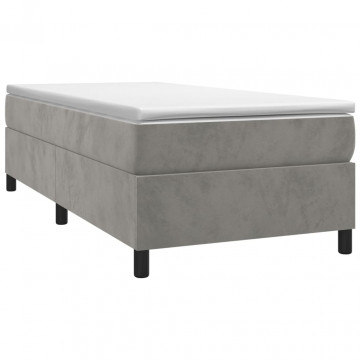 Cadru de pat box spring, gri deschis, 80x200 cm, catifea - Img 3