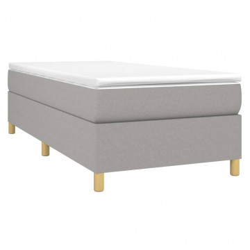 Cadru de pat box spring, gri deschis, 90x190 cm, textil - Img 3