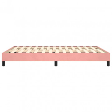 Cadru de pat box spring, roz, 140x200 cm, catifea - Img 5