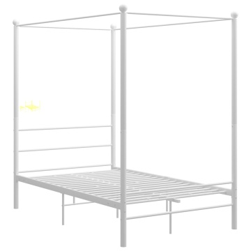 Cadru de pat cu baldachin, alb, 140x200 cm, metal - Img 2