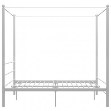 Cadru de pat cu baldachin, alb, 160x200 cm, metal - Img 3