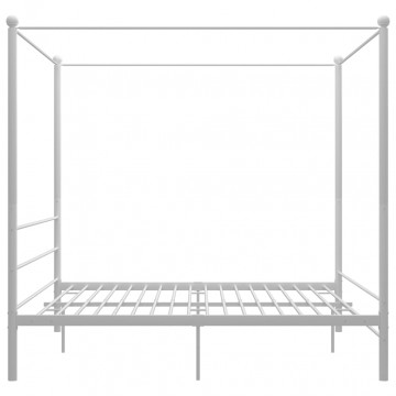 Cadru de pat cu baldachin, alb, 180x200 cm, metal - Img 3