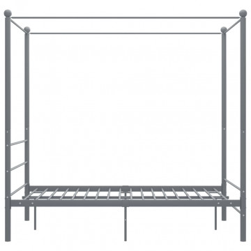 Cadru de pat cu baldachin, gri, 140x200 cm, metal - Img 3