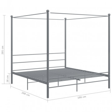 Cadru de pat cu baldachin, gri, 180x200 cm, metal - Img 5
