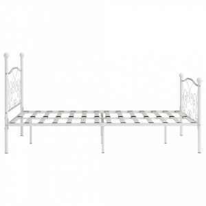 Cadru de pat cu bază din șipci, alb, 120 x 200 cm, metal - Img 4